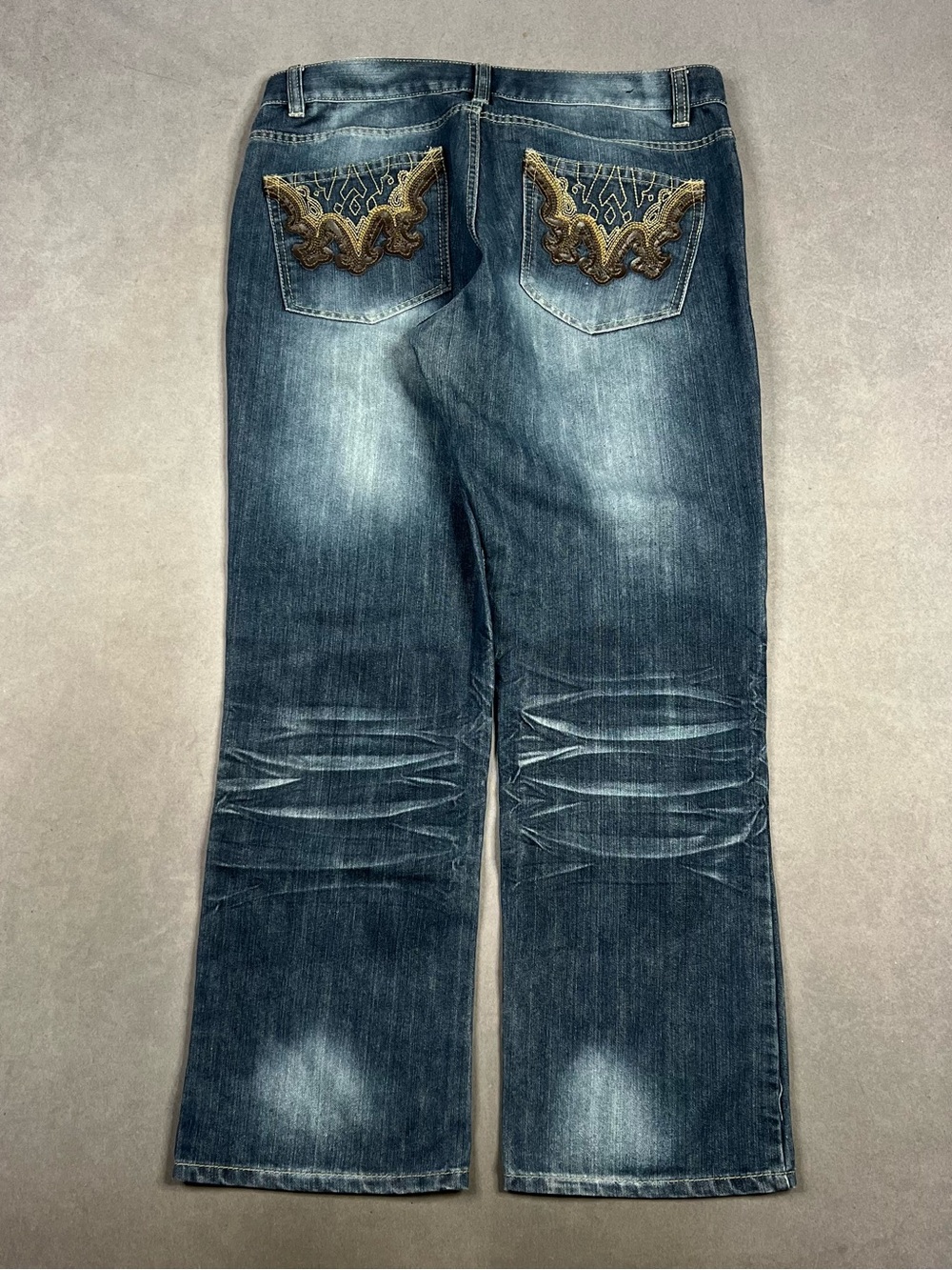 Avirex Dark Blue Boot Cut Jeans with Gold Embroidered Back Pockets